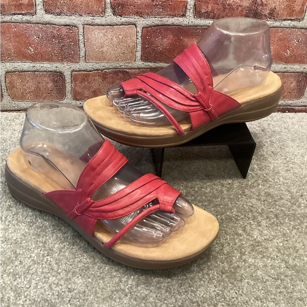 Pure Sole Womens Red loop toe thong slide sandals size 9.5